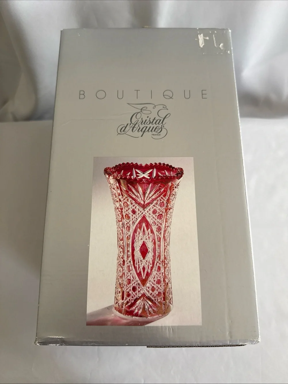 Vintage Cristal D'Arques Durand Chesnay Rubis Cut to Clear Crystal Vase 11